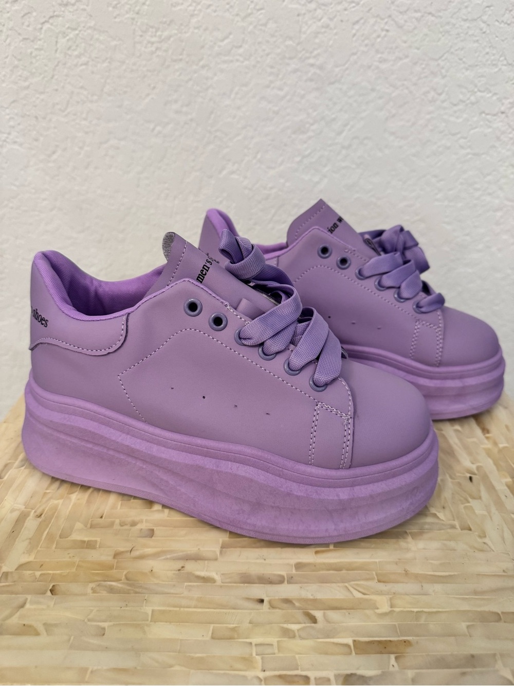 Platform Lace-Up Sneakers in Lavender